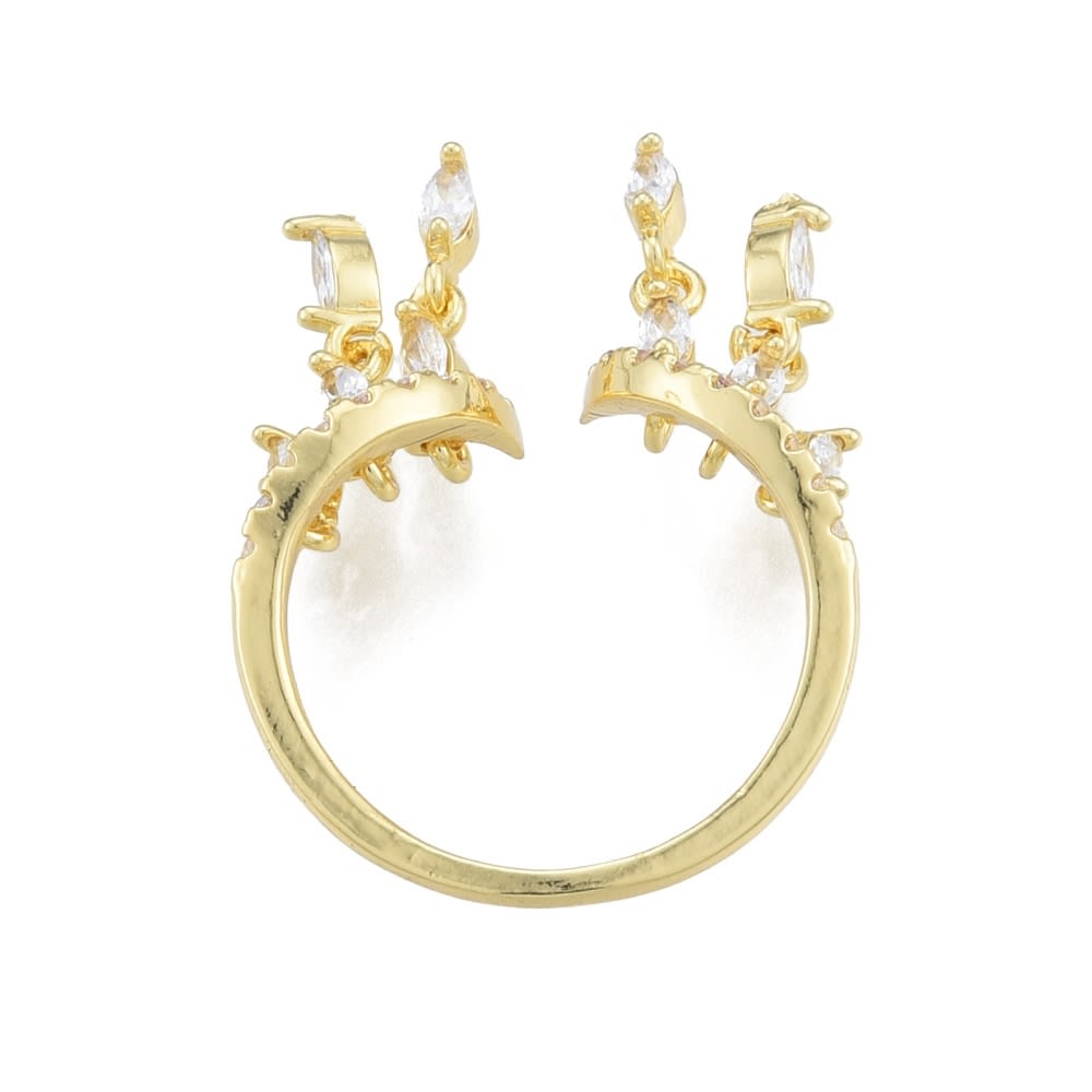 Anillo ajustable colgantes ojo de caballo zircón baño de oro / unidad3