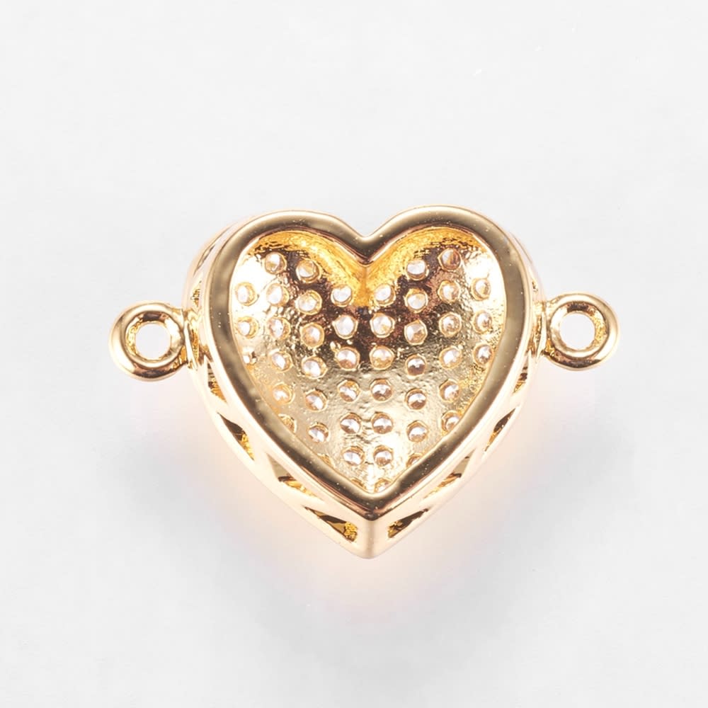 Dije conector zircón corazón corona baño de oro / unidad2