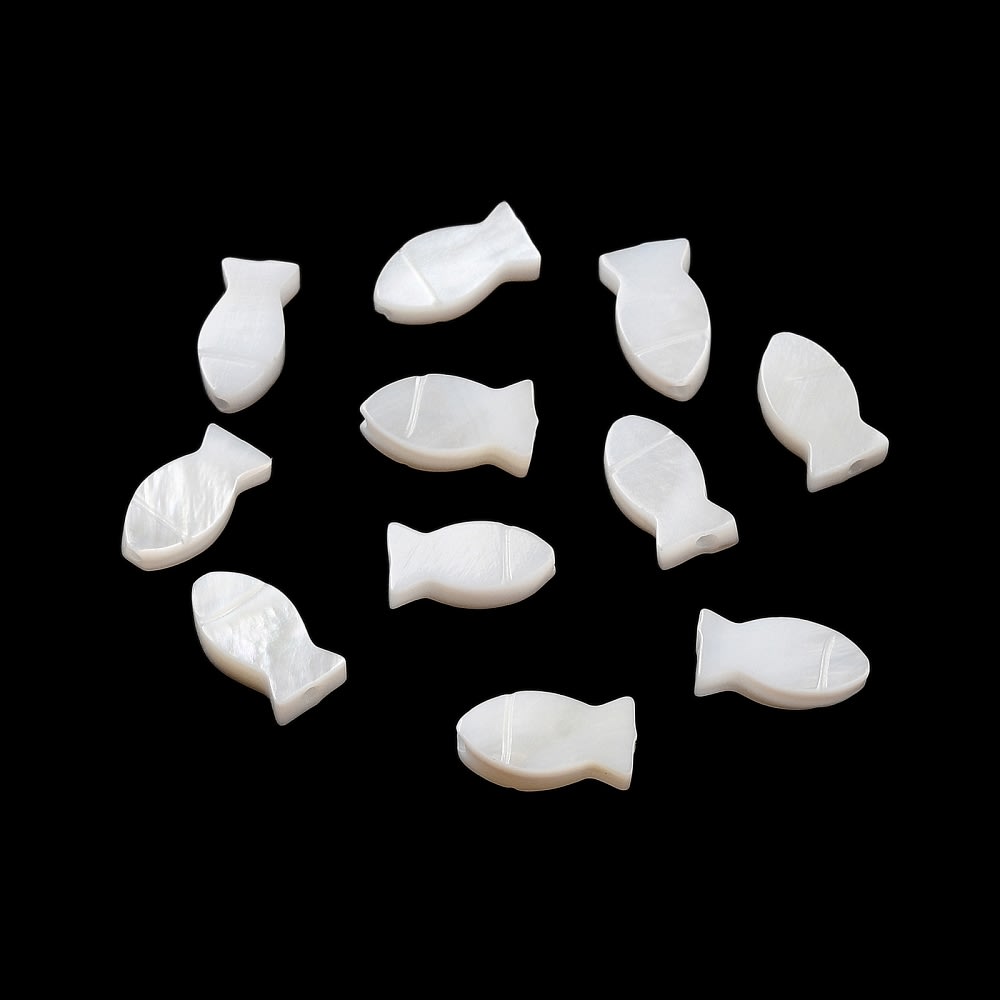 Dije pasador pez 10 mm nácar / 5 uds2