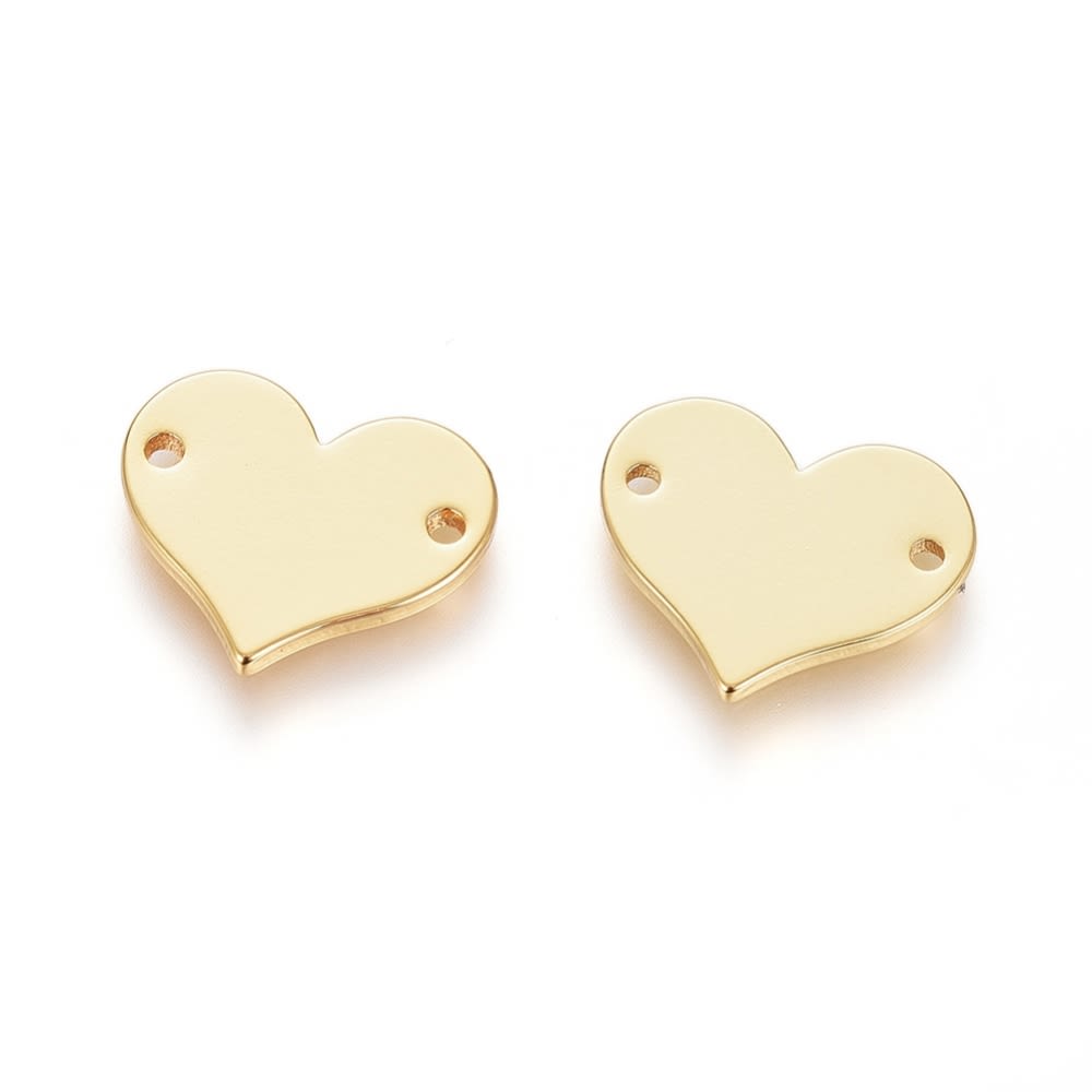 Dije conector corazón heart 11 mm baño de oro / unidad2