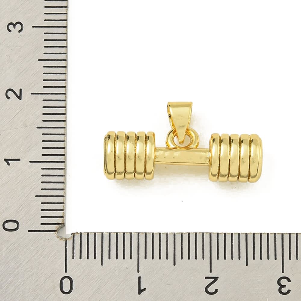 Dije colgante gym pesa mancuerna 22.5 mm baño de oro / unidad3