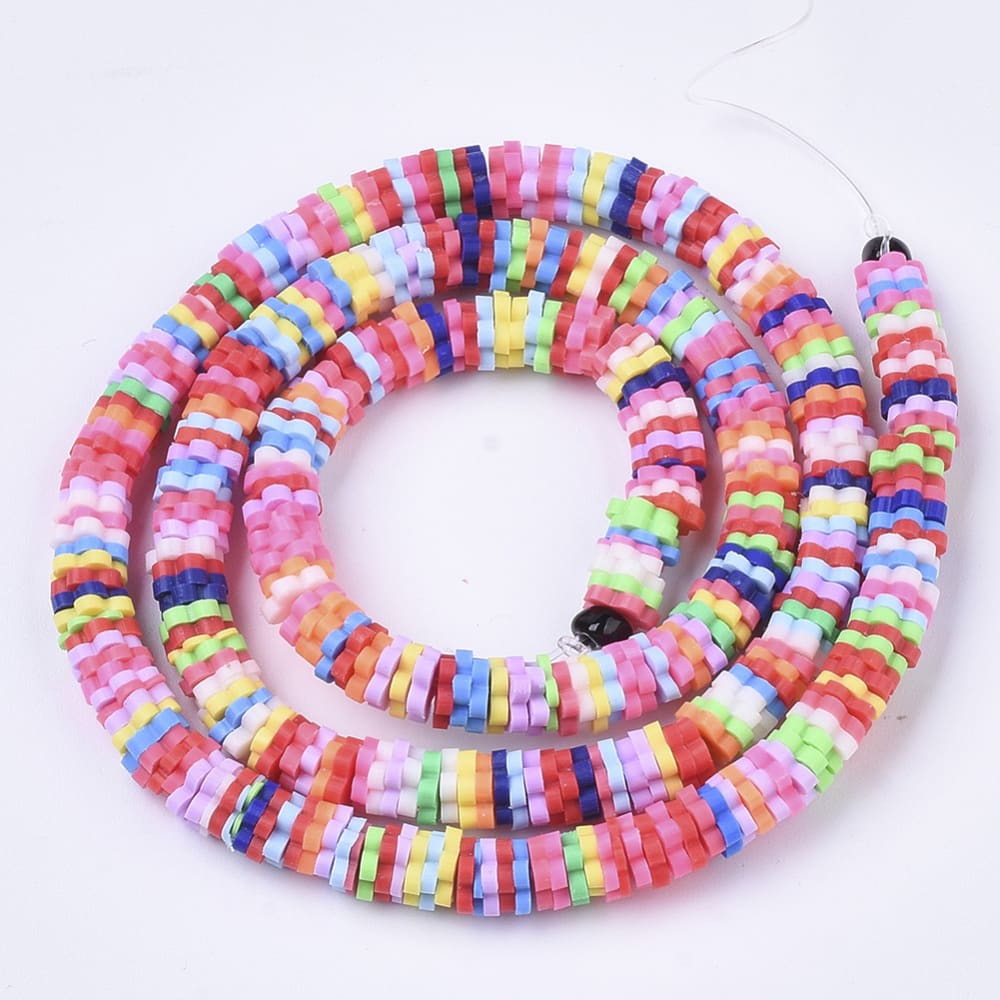 Sarta cuentas disco arcilla polimérica color surtido fimo 6 mm / tira6