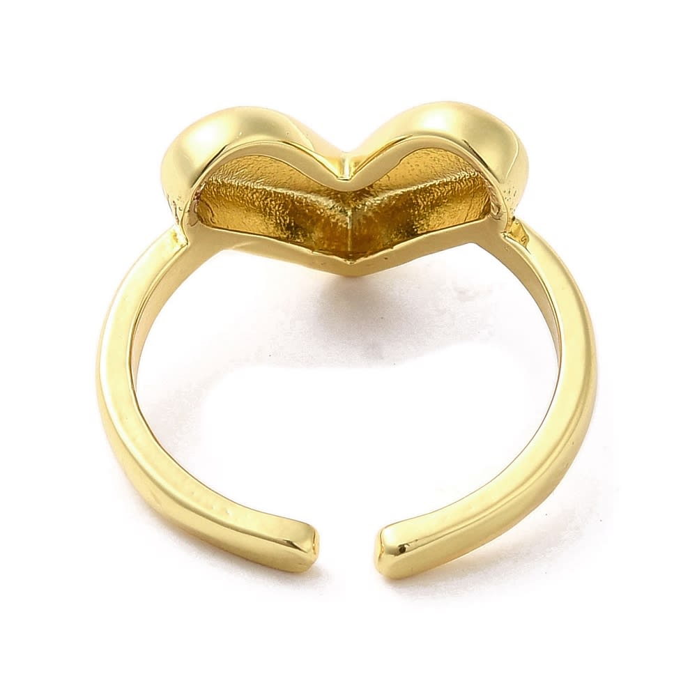 Anillo ajustable corazón inflado baño oro / unidad3