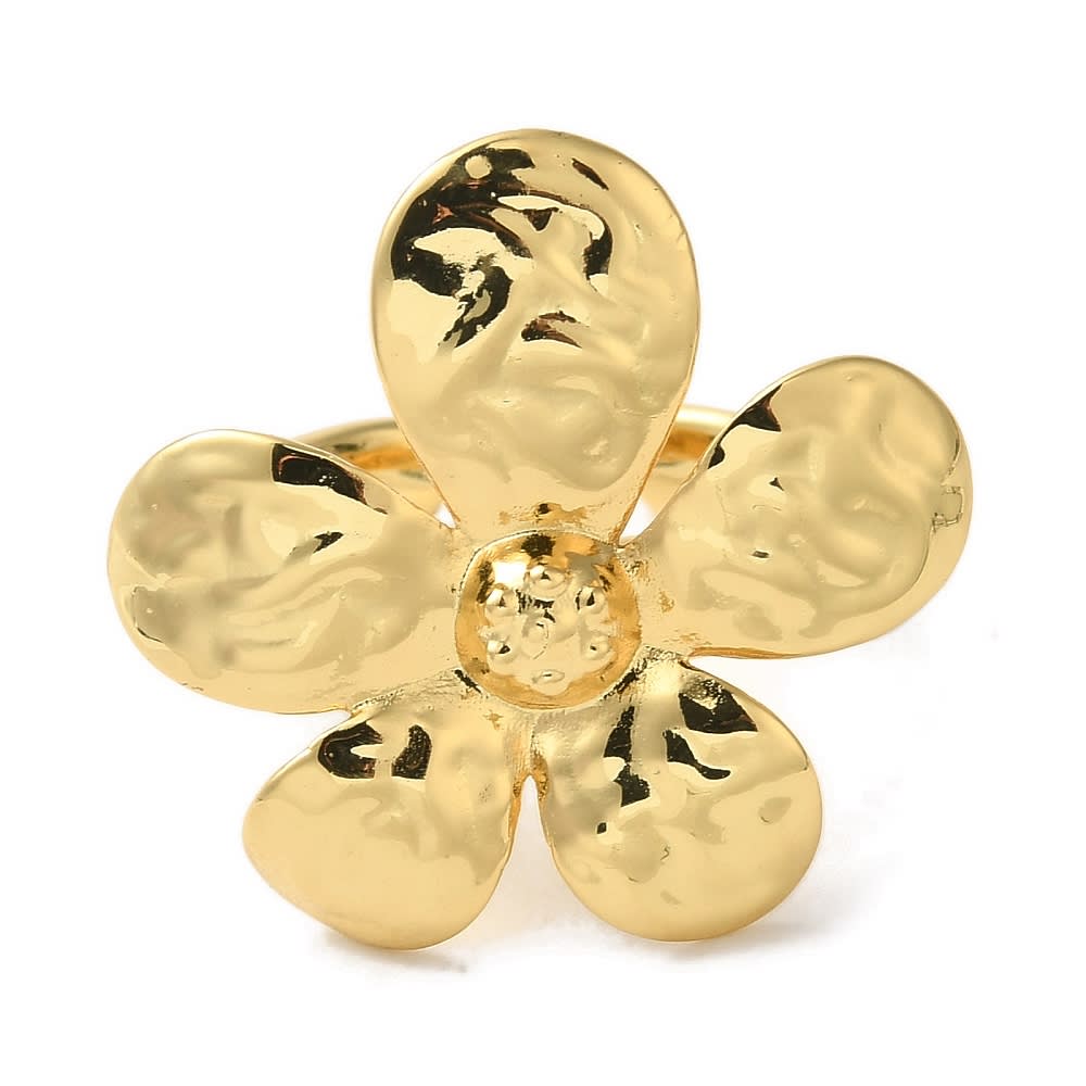 Anillo ajustable Maxi Flor baño oro platino / unidad4