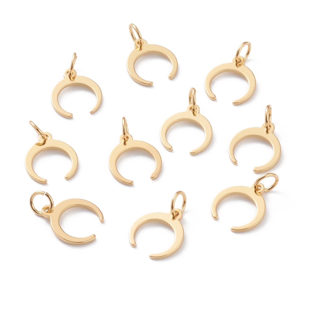Dije colgante luna invertida 11.5 mm baño de oro / unidad3