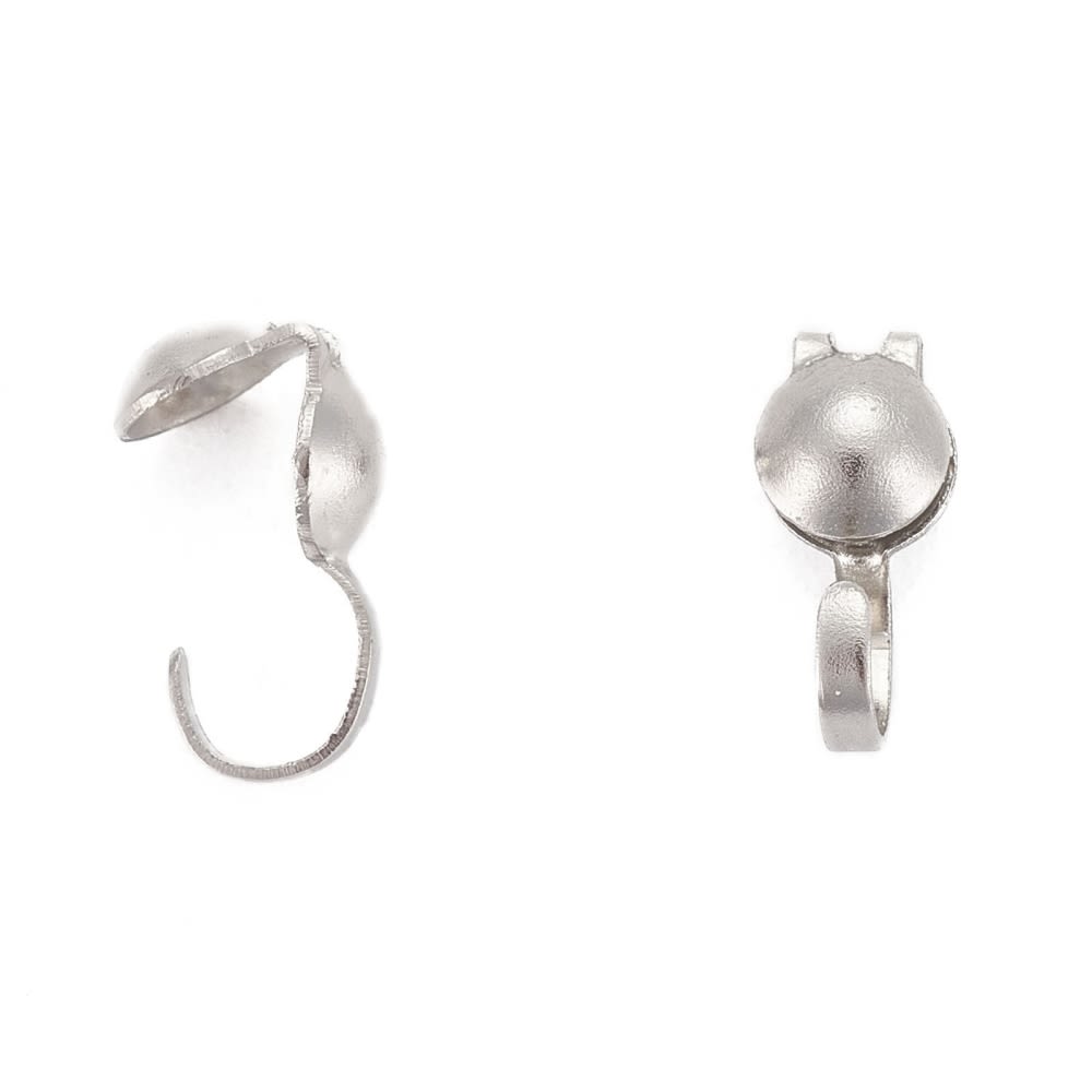 Tapa nudos Calotte acero plateado argolla abierta / 10 uds2