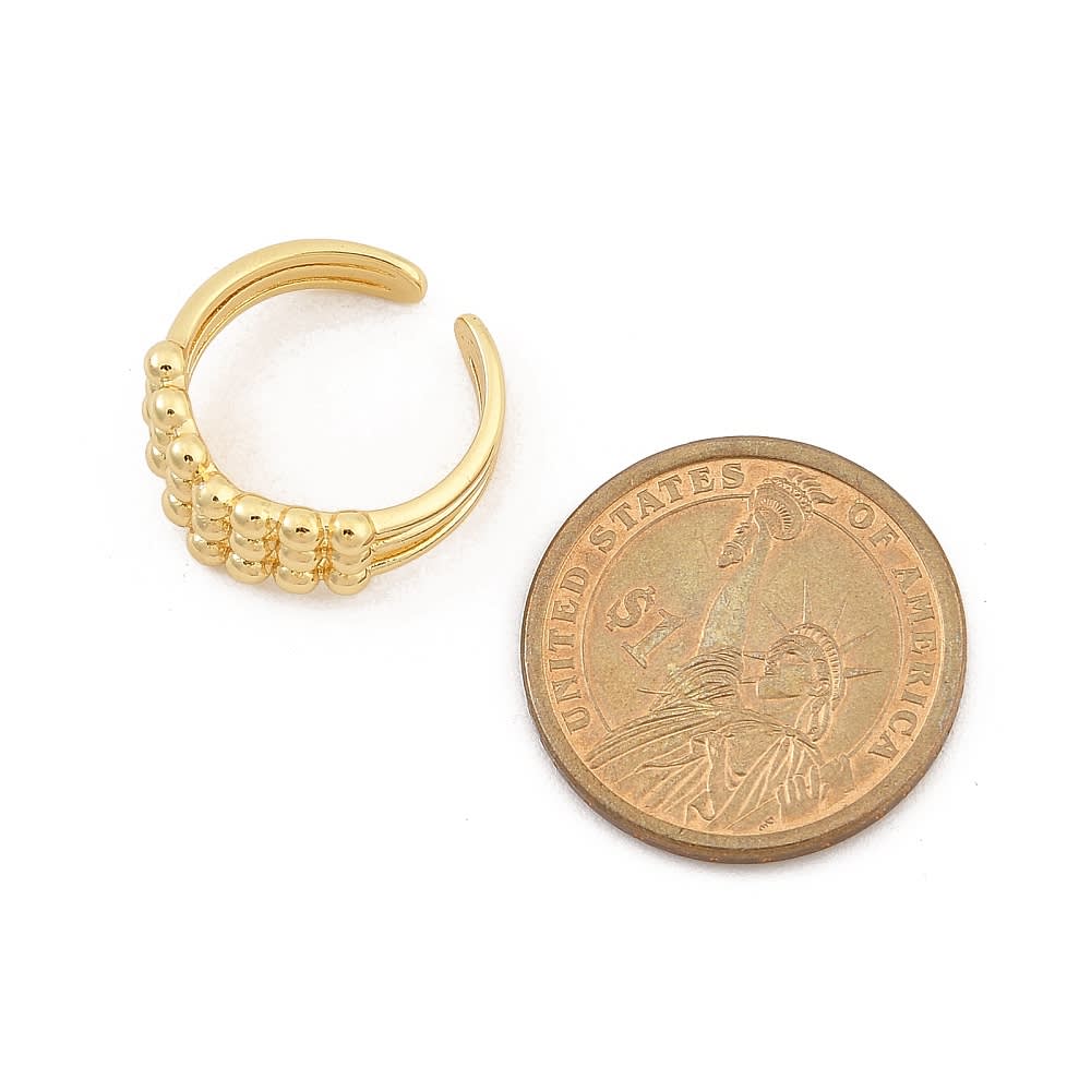 Anillo ajustable triple líneas balines baño oro / unidad2