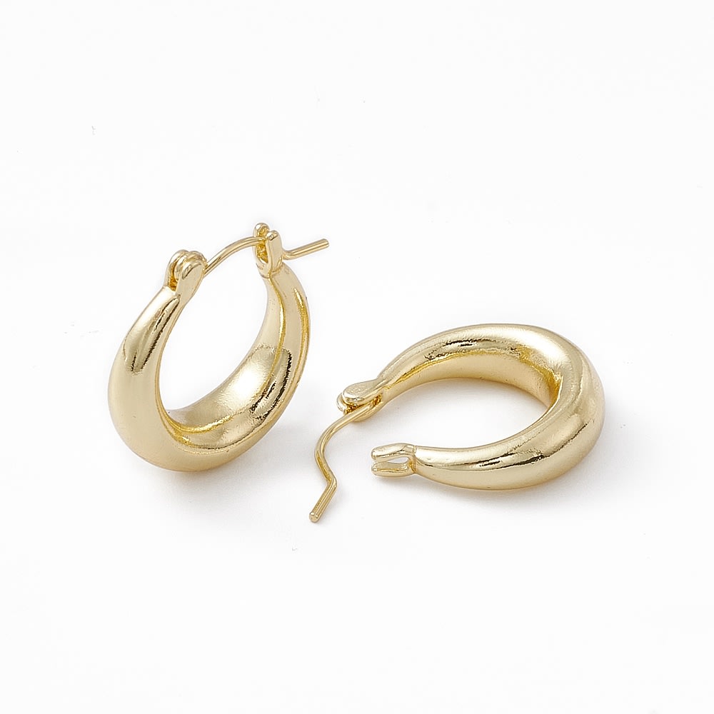 Aros argollas chunky macizo 20 mm baño oro platino / par3
