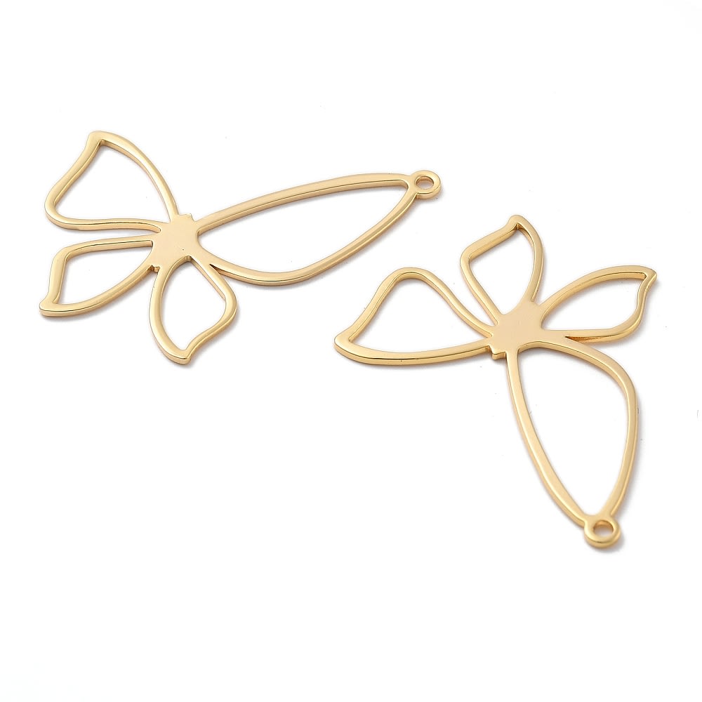 Maxi Dije colgante mariposa 33.5 mm baño oro / unidad2