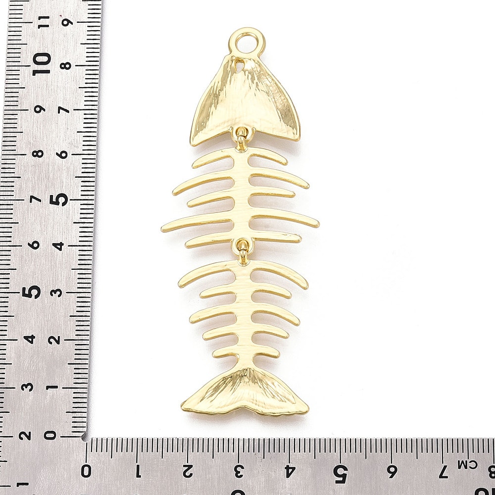Maxi dije colgante espina pescado pez 84 mm baño oro platino / unidad3