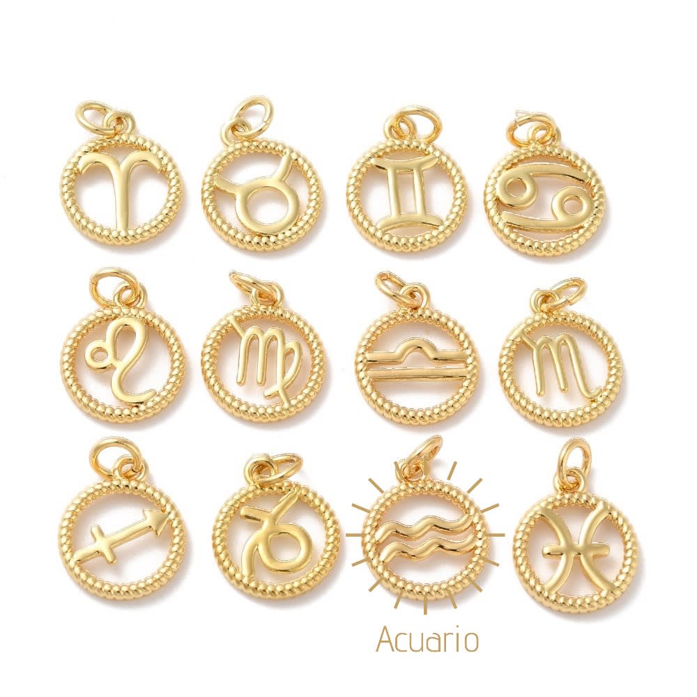 Dije colgante signos zodiacales zodiaco baño de oro / unidad7