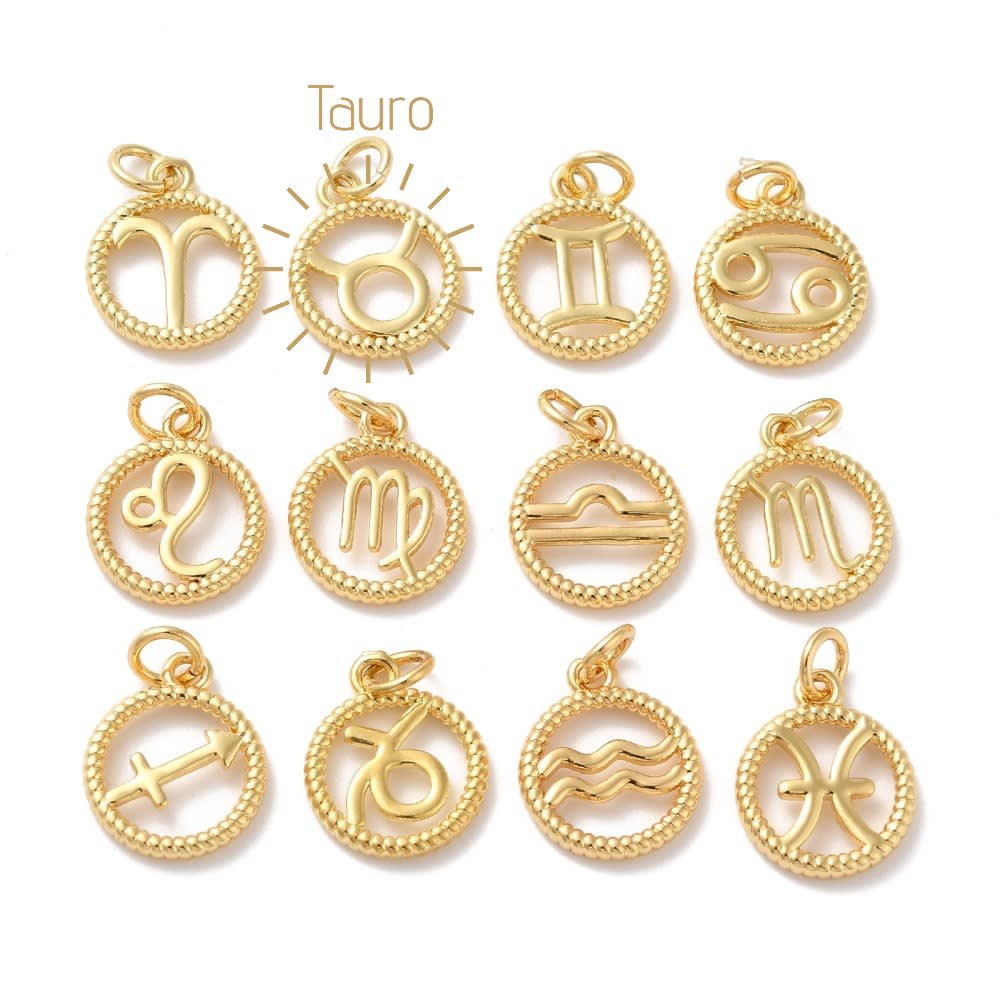 Dije colgante signos zodiacales zodiaco baño de oro / unidad16
