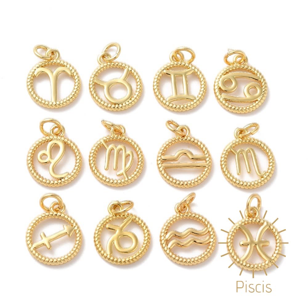 Dije colgante signos zodiacales zodiaco baño de oro / unidad6