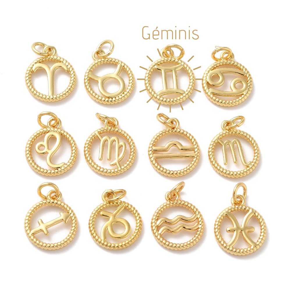 Dije colgante signos zodiacales zodiaco baño de oro / unidad15