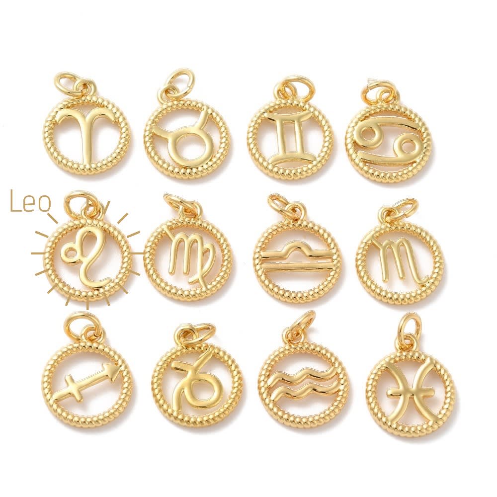 Dije colgante signos zodiacales zodiaco baño de oro / unidad13