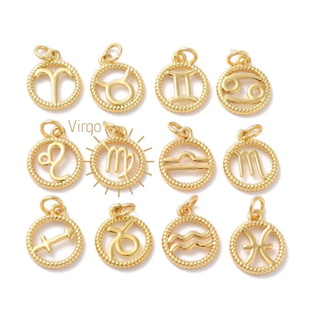 Dije colgante signos zodiacales zodiaco baño de oro / unidad12