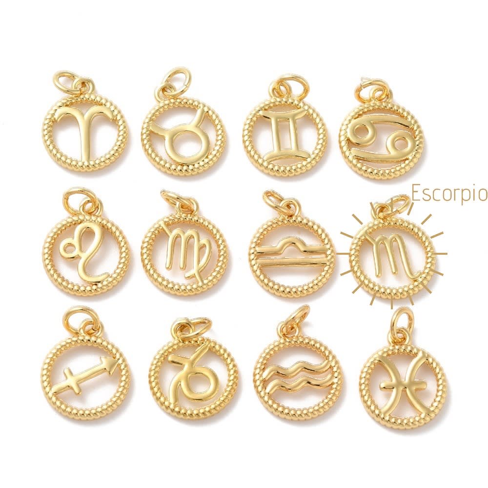 Dije colgante signos zodiacales zodiaco baño de oro / unidad10