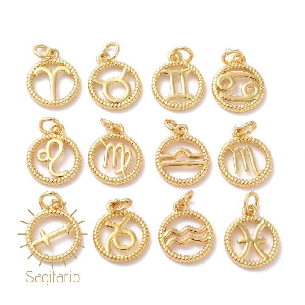 Dije colgante signos zodiacales zodiaco baño de oro / unidad9