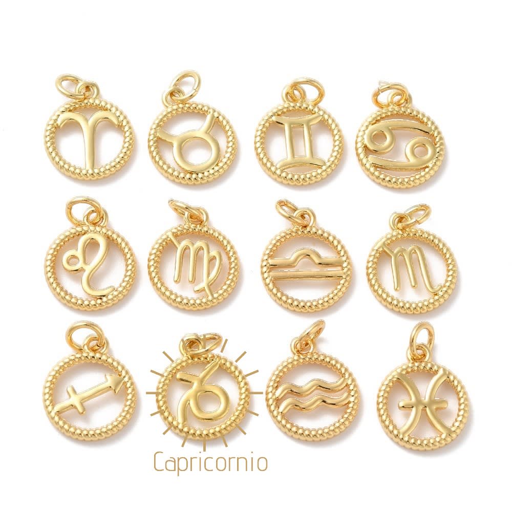 Dije colgante signos zodiacales zodiaco baño de oro / unidad8
