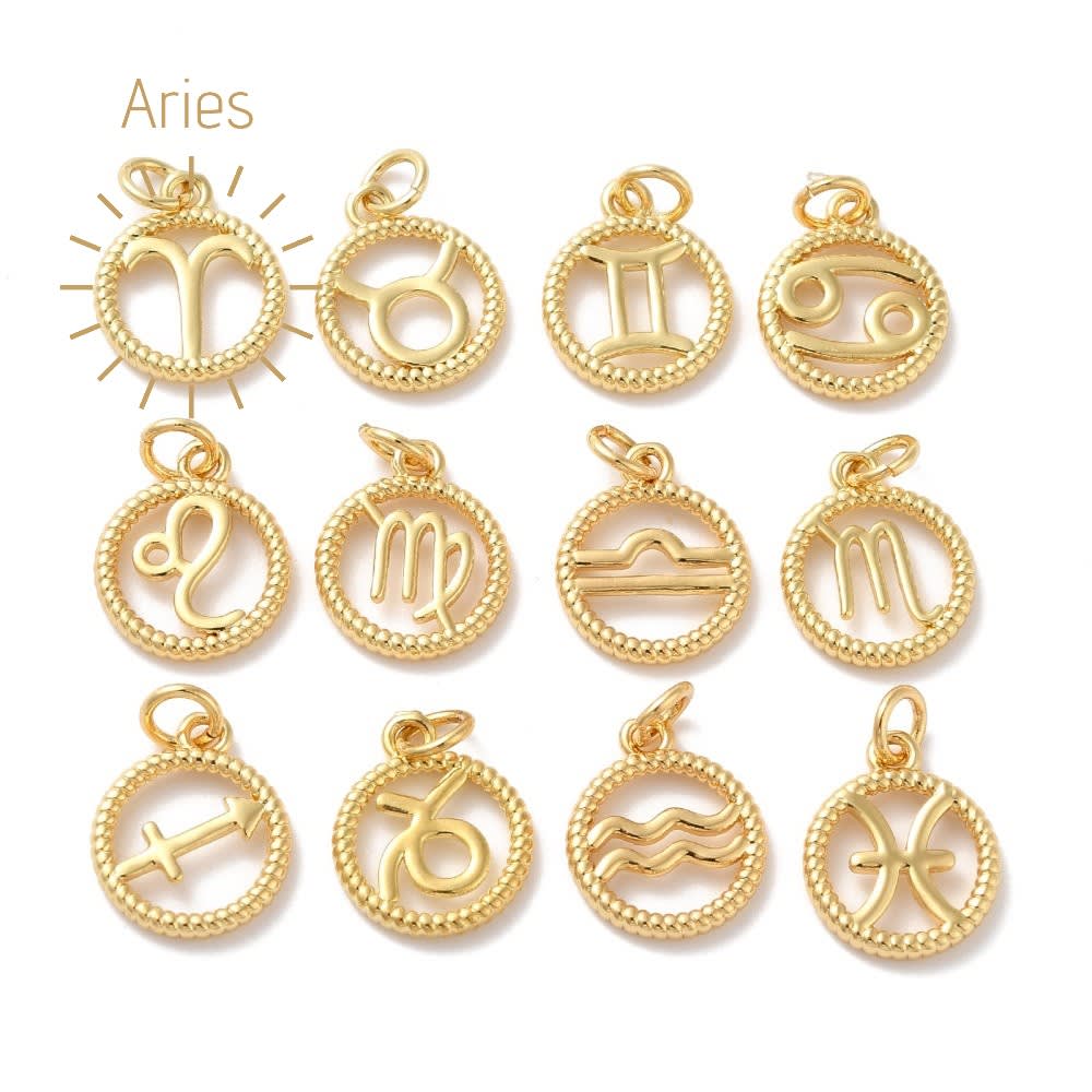 Dije colgante signos zodiacales zodiaco baño de oro / unidad3