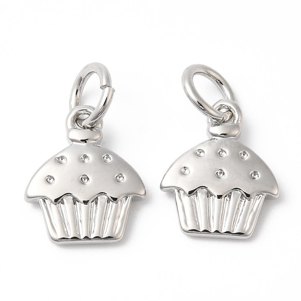 Dije colgante cupcake magdalena 11 mm baño de oro / unidad2