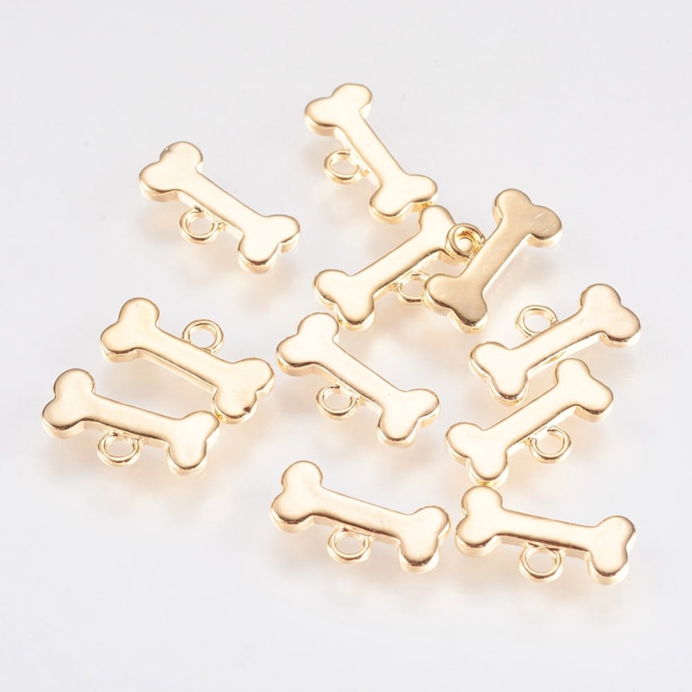 Dije colgante hueso 10 mm baño de oro / unidad1