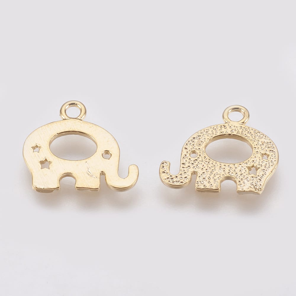 Dije colgante elefante bebé 13 mm baño de oro / unidad2