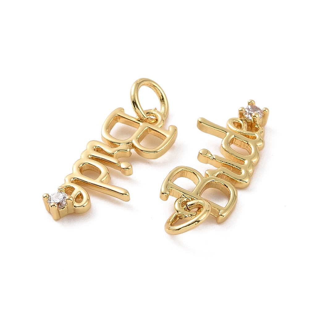 Dije colgante palabra bride novia boda zircón baño oro / unidad2