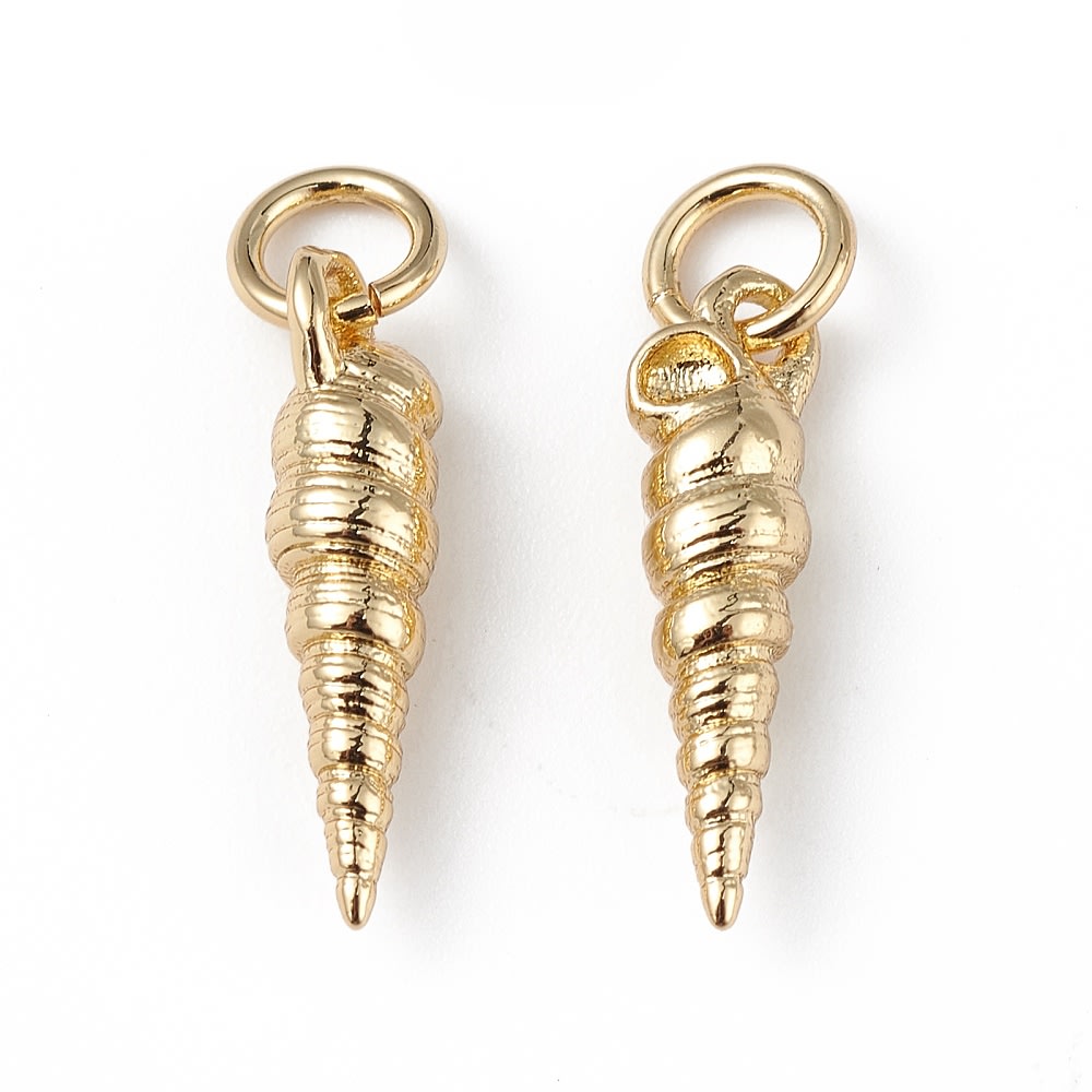 Dije colgante concha mar caracol torre 16 mm baño de oro / unidad2