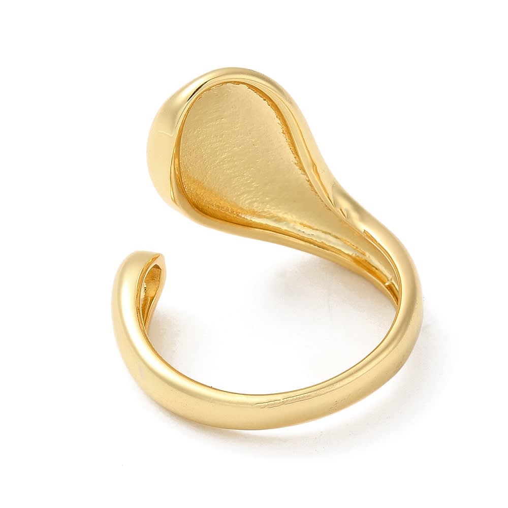 Anillo ajustable lágrima gota baño de oro platino / unidad6