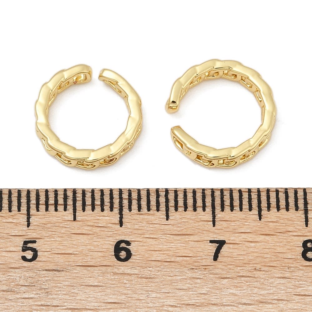 Ear cuff aros solitarios eslabones 12 mm baño oro / unidad2
