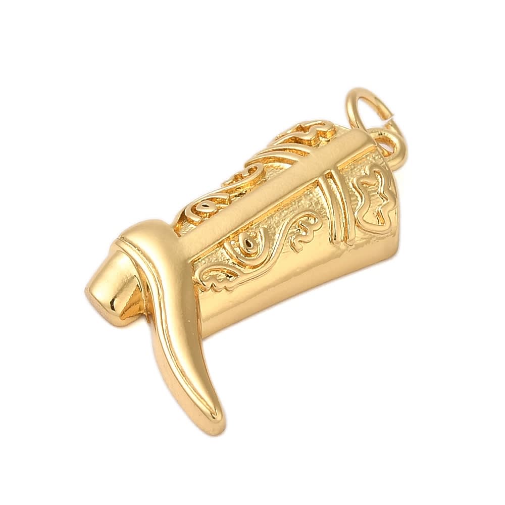Dije colgante bota de vaquero vaquera cowboy baño de oro platino / unidad3
