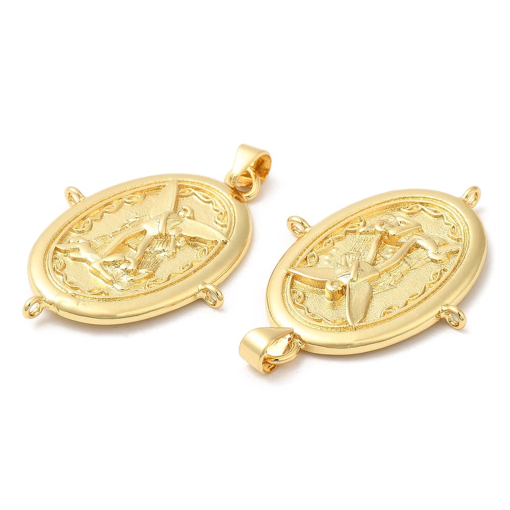 Dije colgante religioso con argolla para recamar baño oro / unidad5