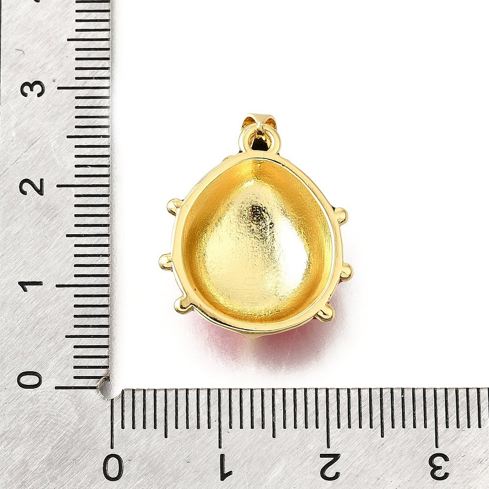 Dije colgante chinita mariquita esmaltada 20.5 mm baño oro / unidad3