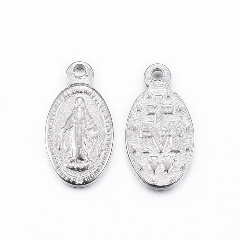Dije colgante medalla virgen milagrosa 12.5 mm acero / unidad2