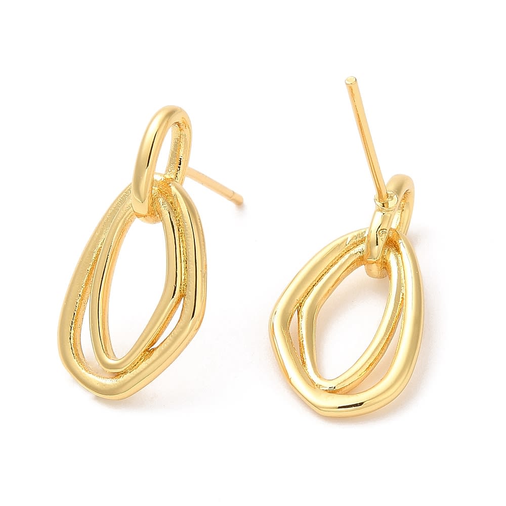Aros aretes colgantes torción 20 mm baño de oro / par2