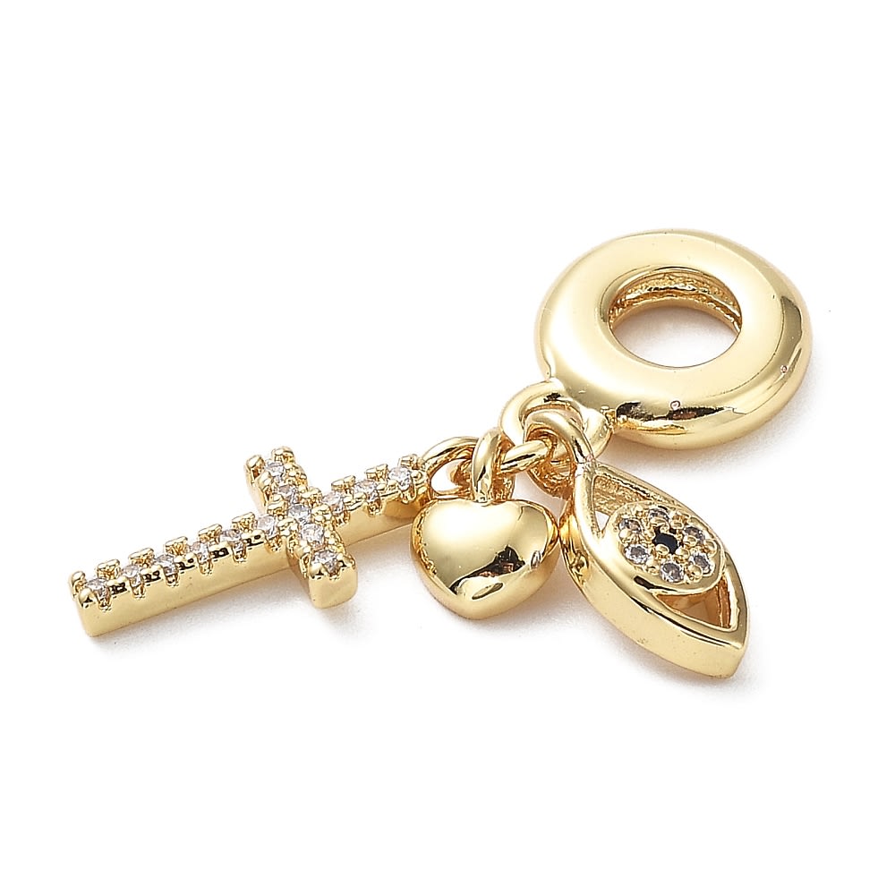 Colgante europeo charm cruz corazón ojo turco dije baño de oro / unidad2