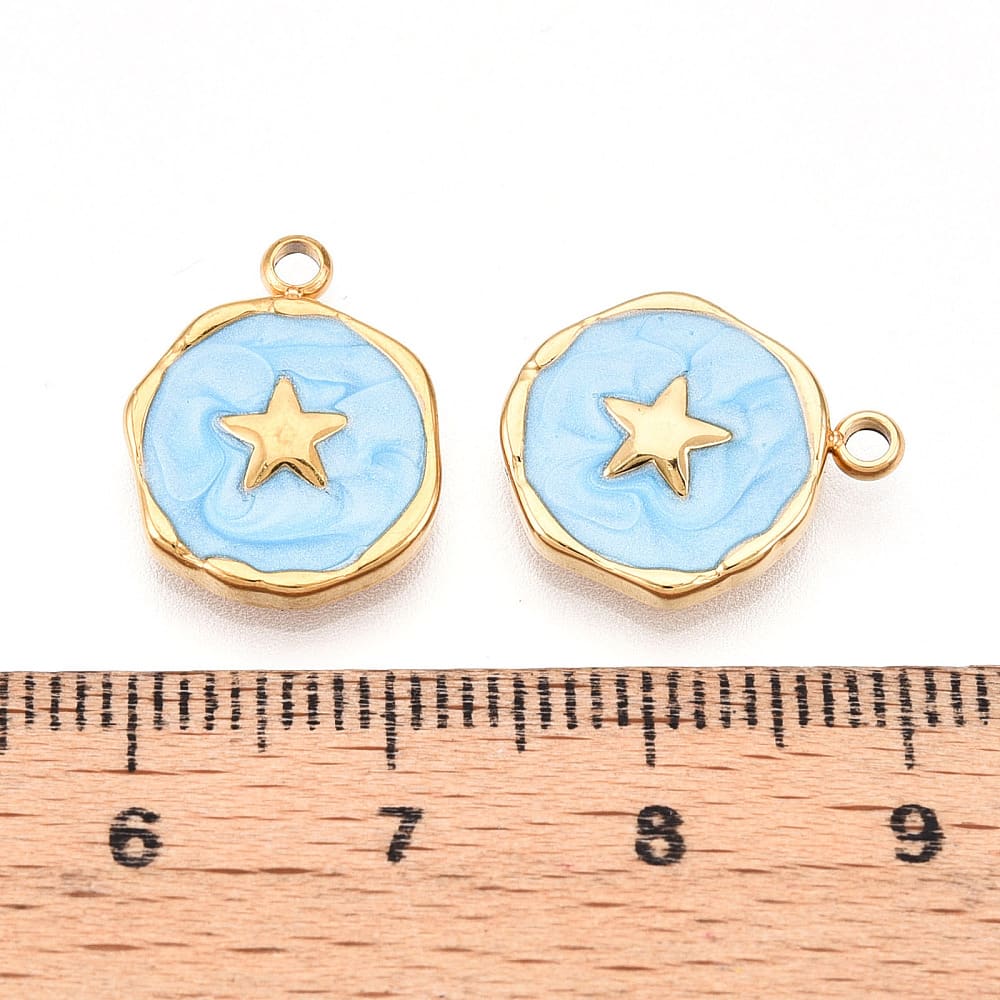 Dije colgante esmaltado estrella acero dorado / unidad3