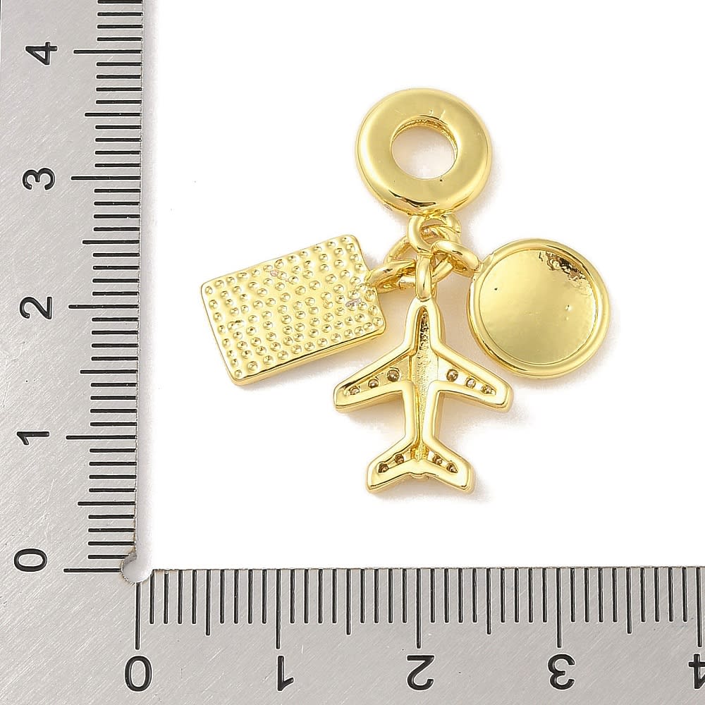 Colgante europeo charm planeta avión viaje tarjeta postal baño oro / unidad3