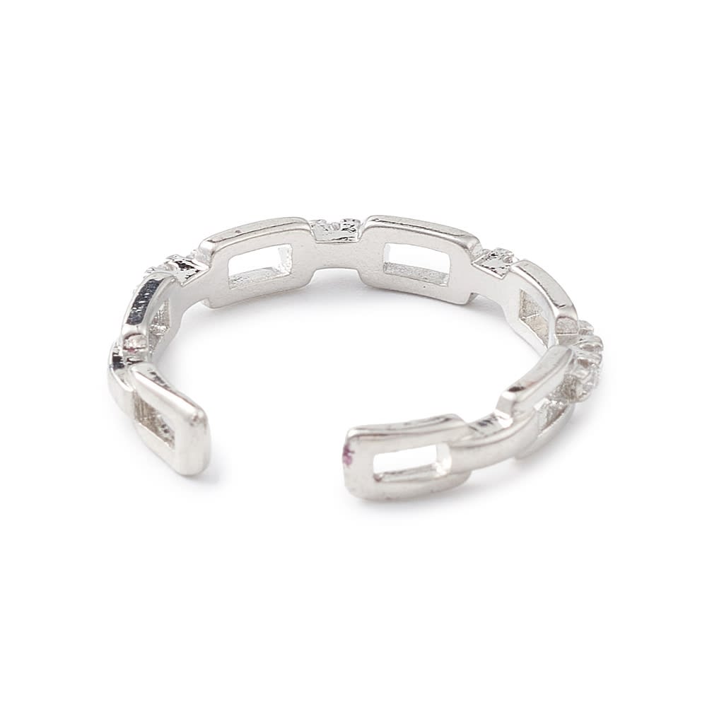 Anillo ajustable eslabón rectangular baño de oro y zircón / unidad3