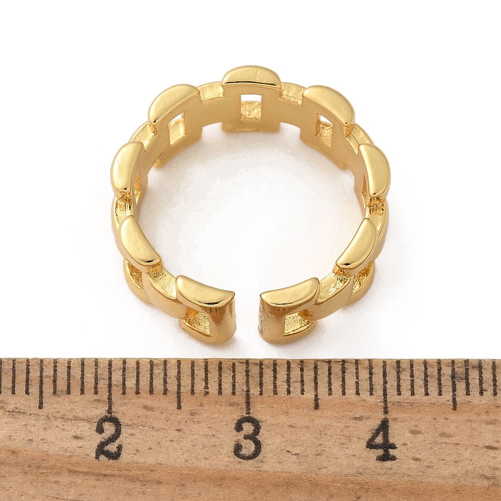 Anillo ajustable eslabón italiano baño oro / unidad2