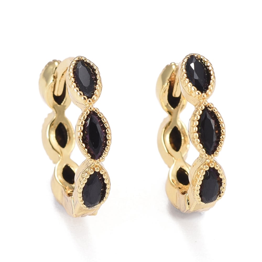 Aros argollas aretes huggies zircón ojo de caballo / par3