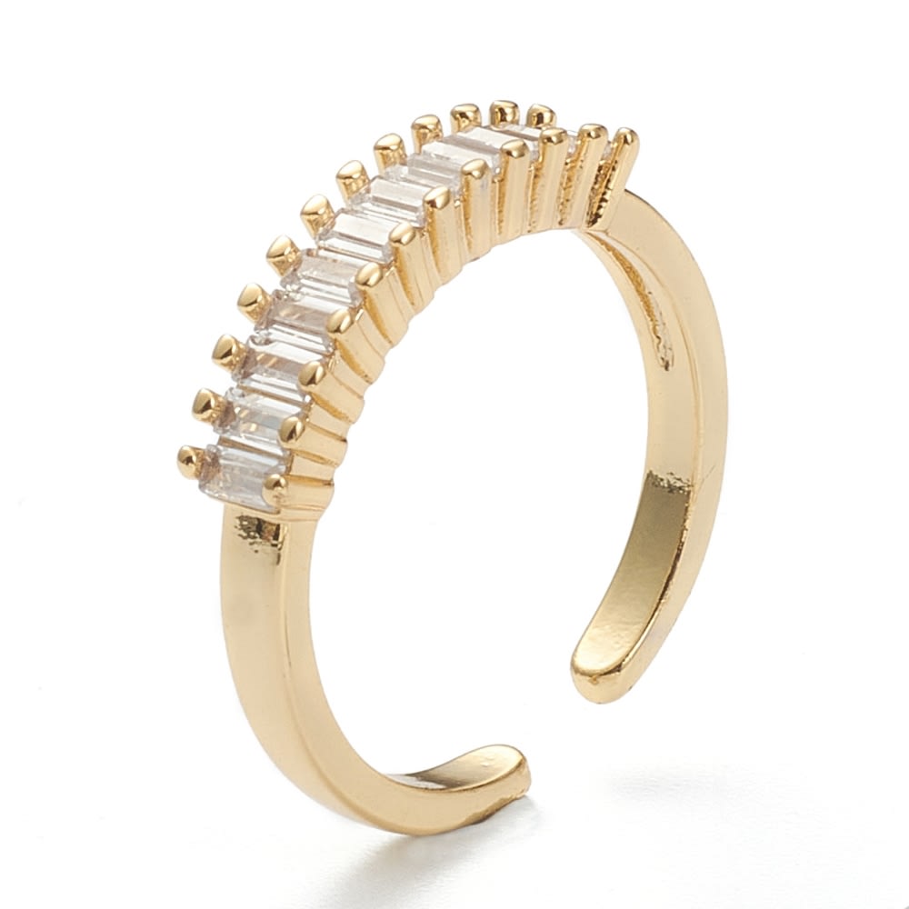 Anillo ajustable cinta zircones baño de oro / unidad1