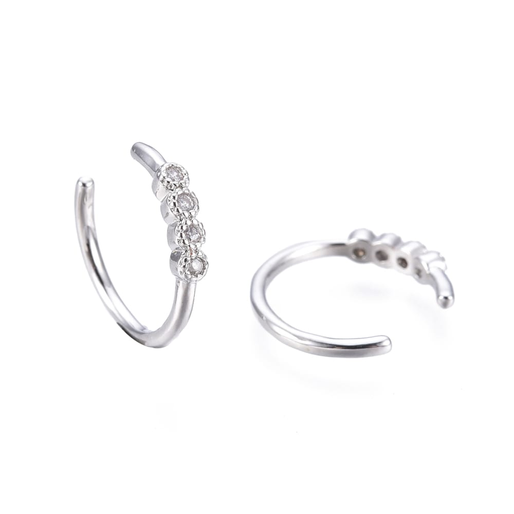 Ear cuff aros solitarios zircon plateado / unidad2