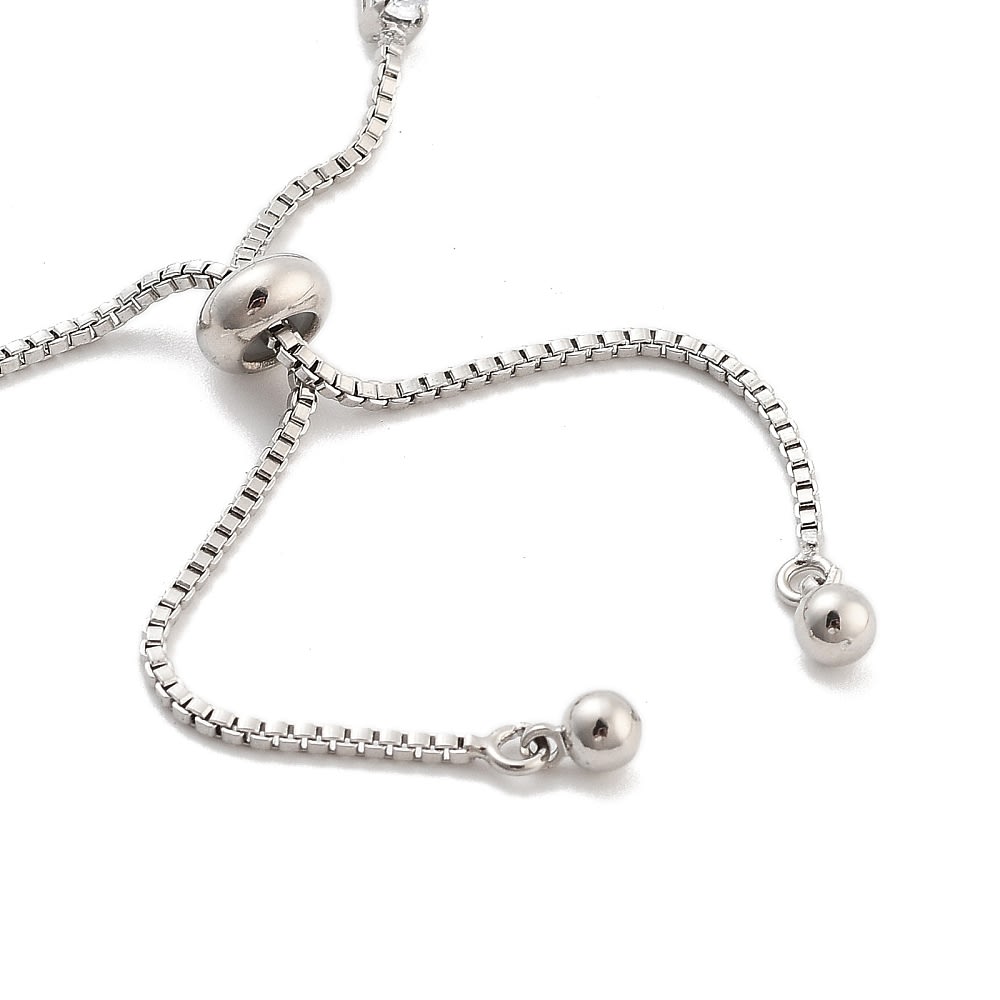 Pulsera ajustable de zircón punto coma baño oro platino / unidad3