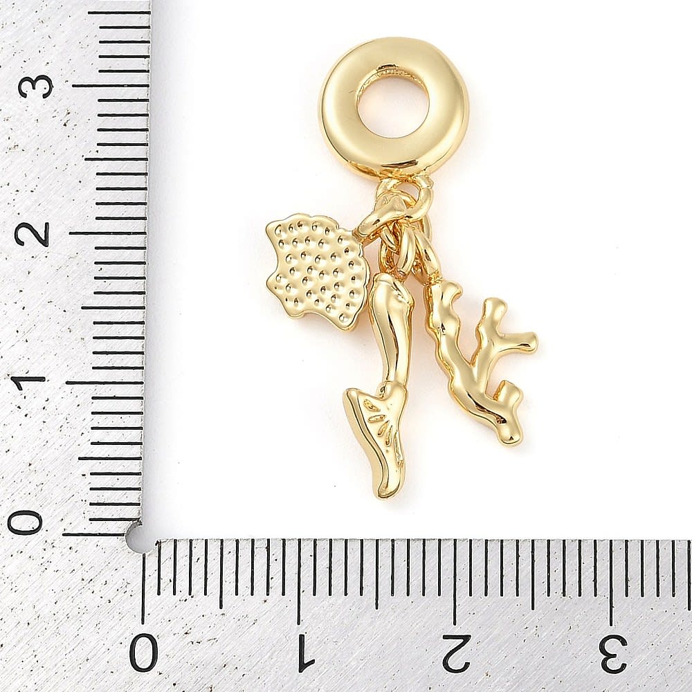 Colgante europeo charm coral concha mar baño oro / unidad3