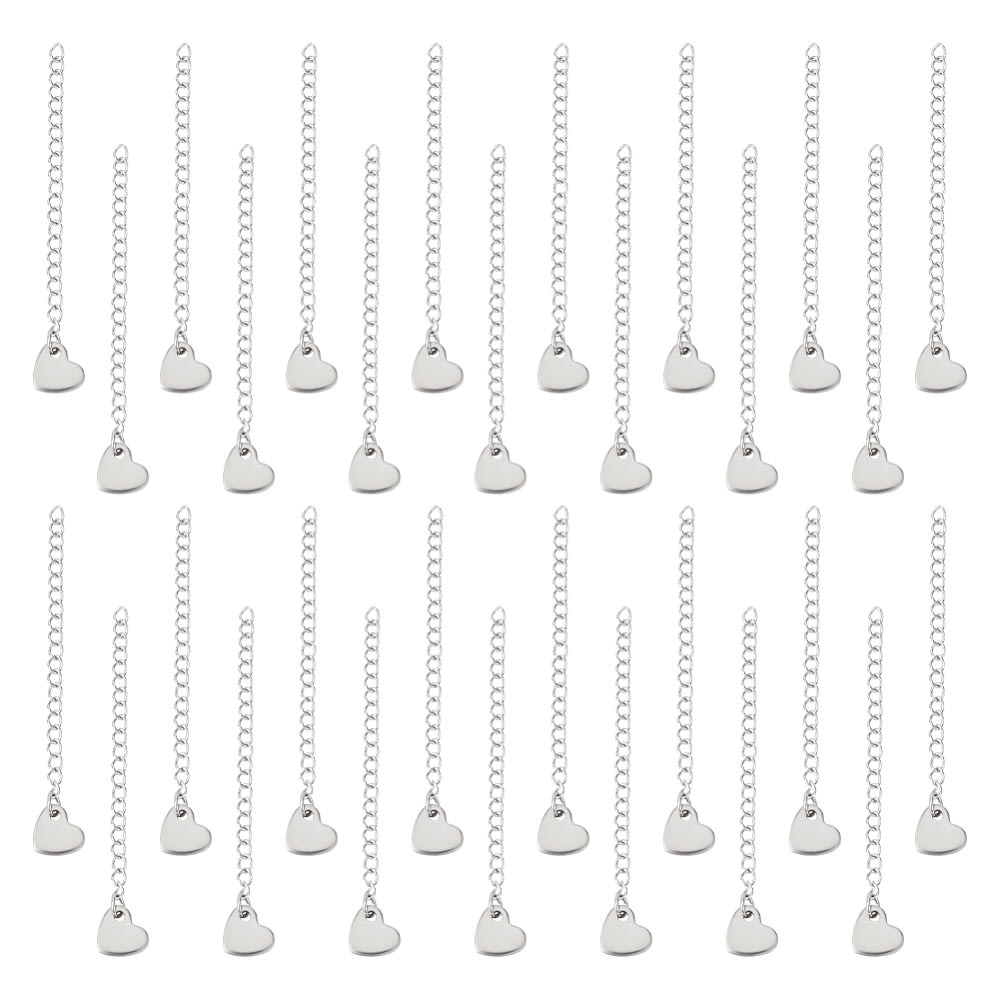 Cadena extensión alargador corazón 5 a 6 cm acero plateado / unidad1