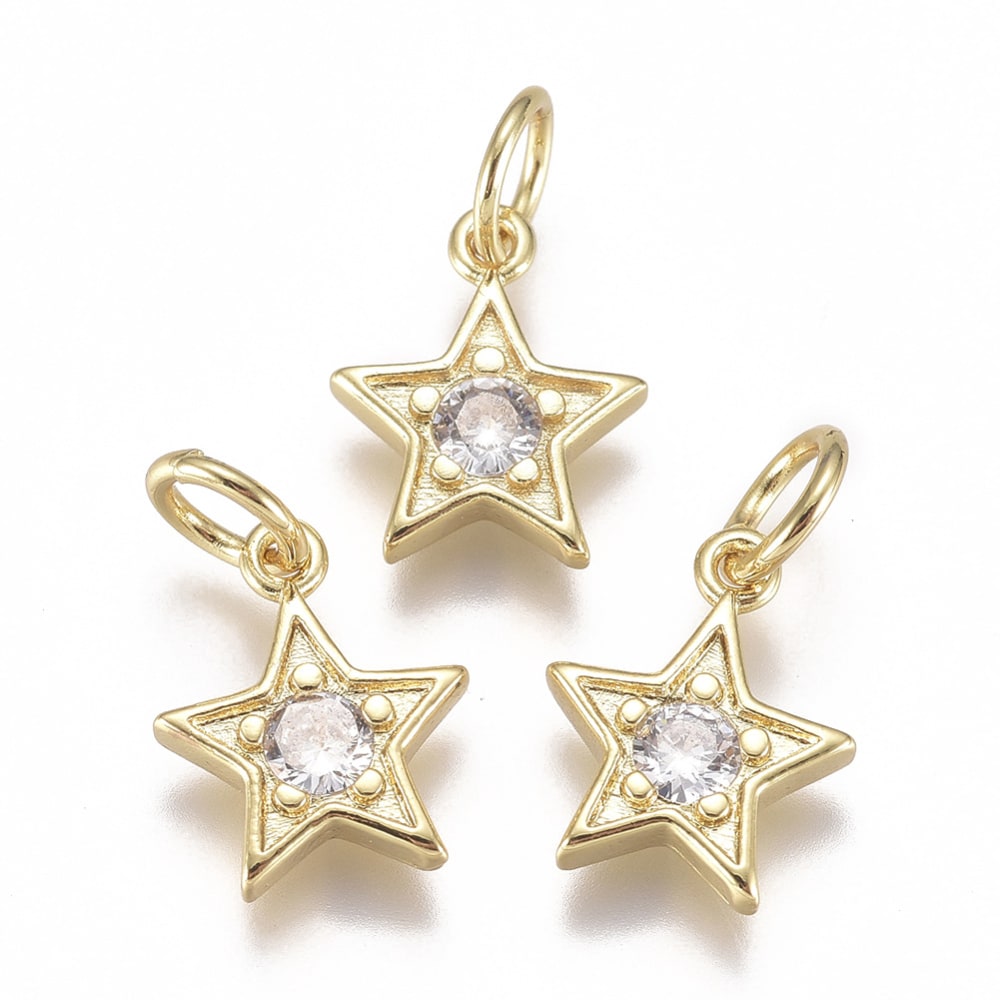 Dije colgante estrella feliz star zircón baño de oro / unidad5