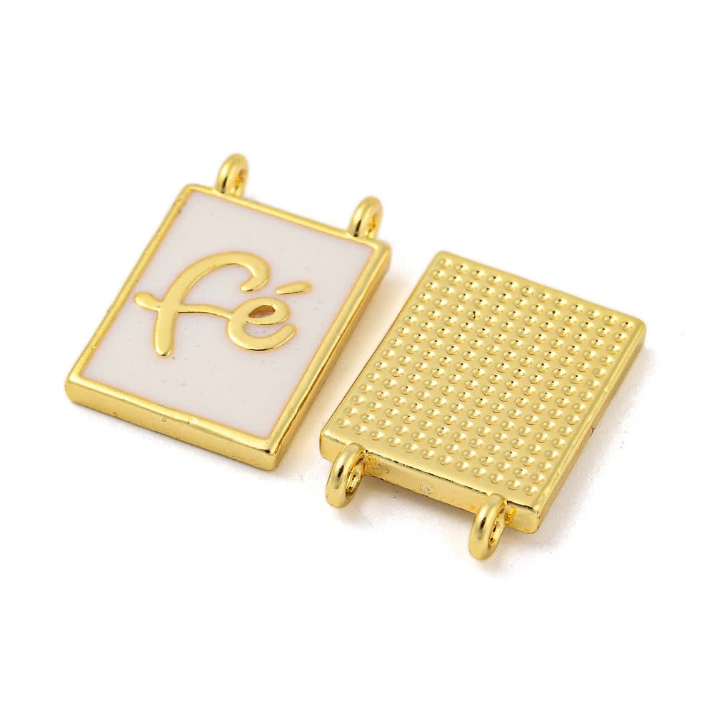 Dije conector esmaltado escapulario religioso fe 18 mm baño oro / unidad2