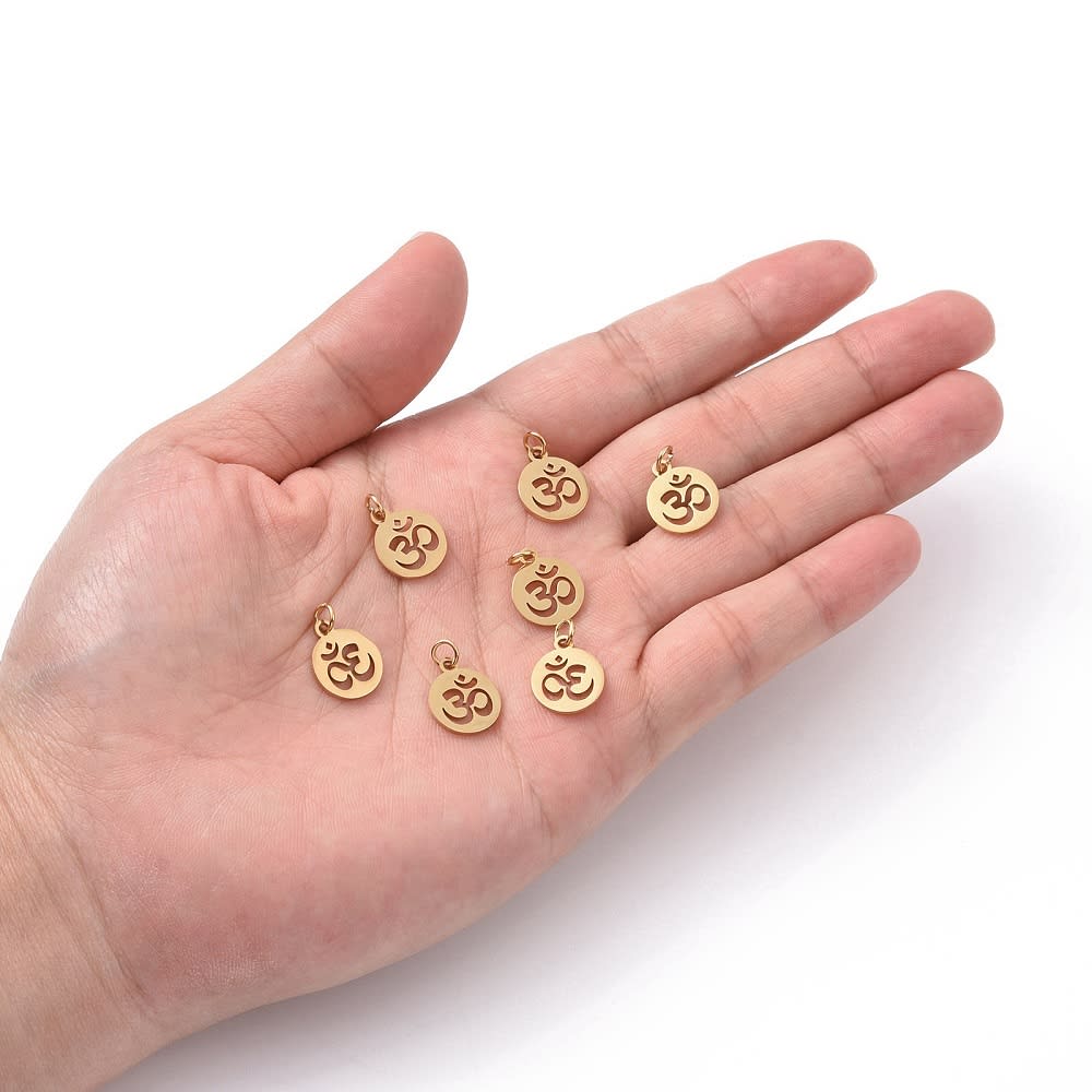 Dije colgante hamsa mano fatima ohm protección acero / unidad5